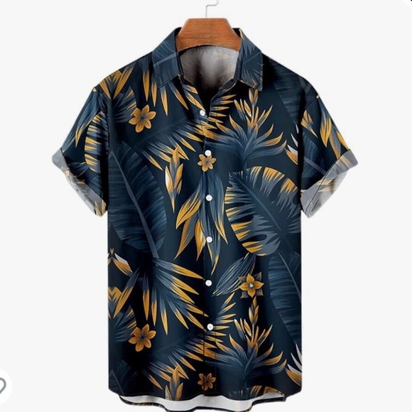 HARDADDY Other - HARDADDY Short Sleeve Hawaiian Casual Button Shirt Men Size 4XL Blue and orange